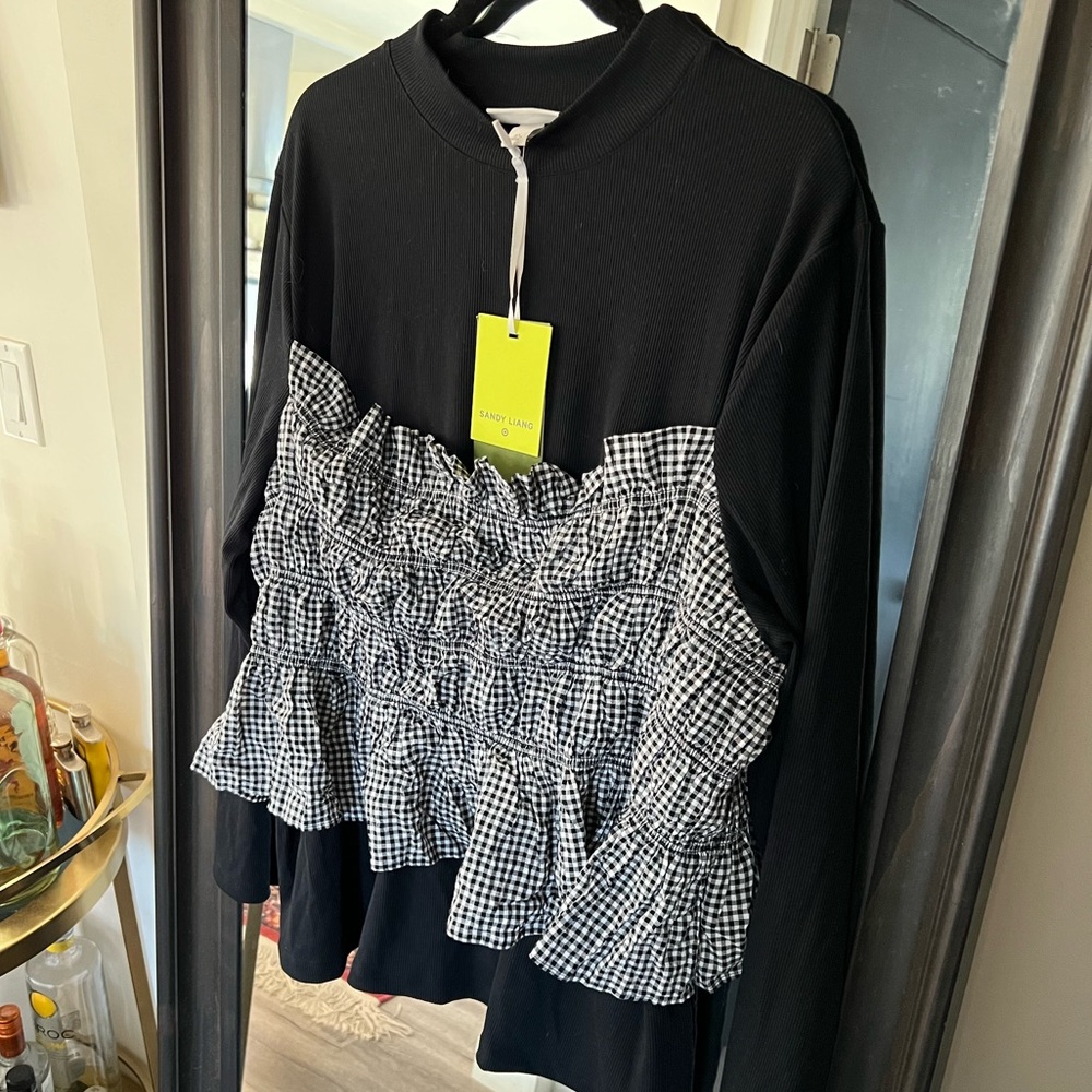 host pick!🧚🏻‍♀️✨❄️ NWT!! Sandy Liang x Target - Smocked Gingham Mockneck Shirt